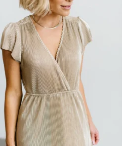 BB Custom Dresses Athena Pleated Maxi Dress | Gold