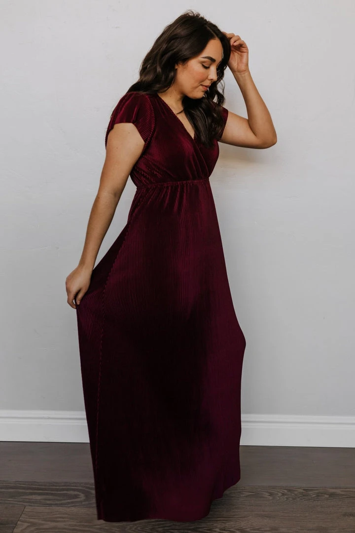 BB Custom Athena Pleated Maxi Dress | Mulberry 7 BB Custom Athena Pleated Maxi Dress | Mulberry