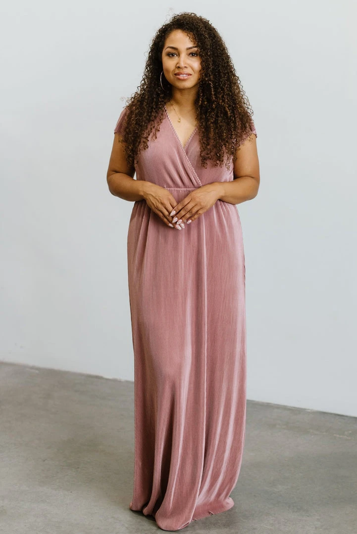 BB Custom Athena Pleated Maxi Dress | Rose Dresses 1 BB Custom Athena Pleated Maxi Dress | Rose Dresses