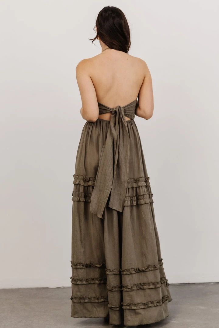 DD Shop All Augusta Halter Neck Maxi Dress | Olive 5 DD Shop All Augusta Halter Neck Maxi Dress | Olive