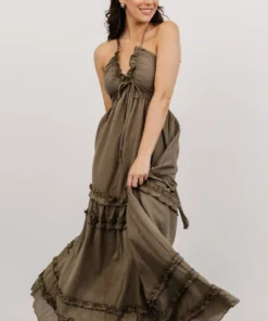 DD Shop All Augusta Halter Neck Maxi Dress | Olive 12 DD Shop All Augusta Halter Neck Maxi Dress | Olive