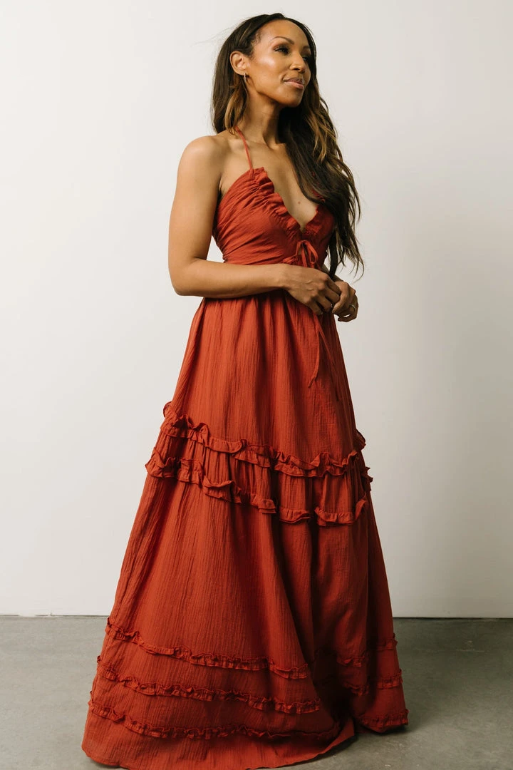 DD Augusta Halter Neck Maxi Dress | Terracotta Dresses 4 DD Augusta Halter Neck Maxi Dress | Terracotta Dresses