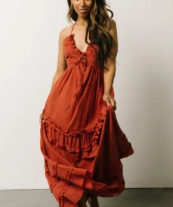 DD Augusta Halter Neck Maxi Dress | Terracotta Dresses 18 DD Augusta Halter Neck Maxi Dress | Terracotta Dresses