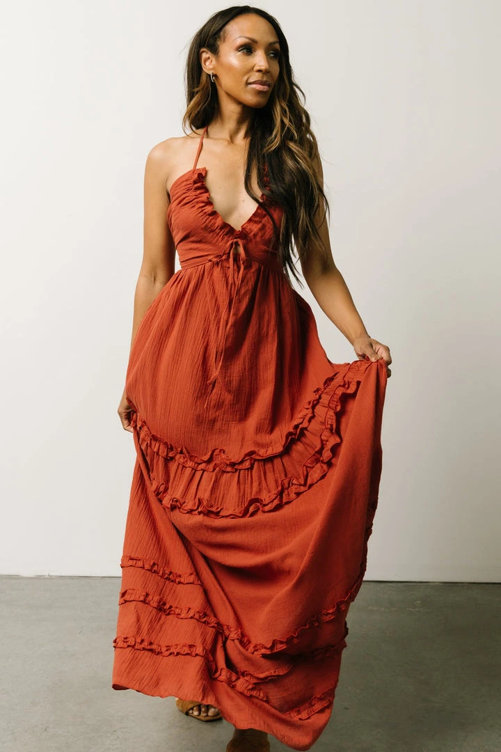 DD Augusta Halter Neck Maxi Dress | Terracotta Dresses 5 DD Augusta Halter Neck Maxi Dress | Terracotta Dresses