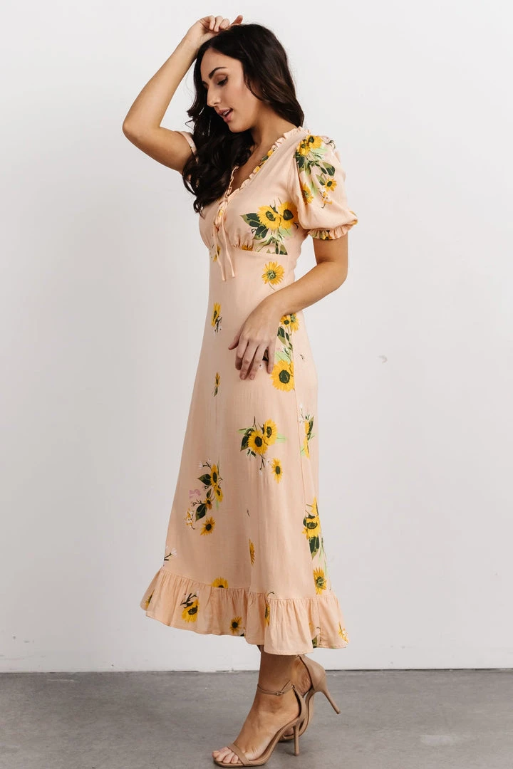 SL Dresses Avalon Front Tie Dress | Peach Floral 4 SL Dresses Avalon Front Tie Dress | Peach Floral