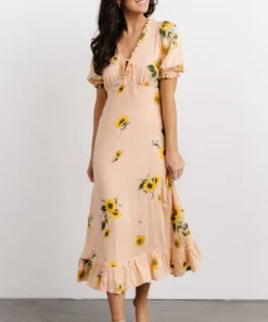 SL Dresses Avalon Front Tie Dress | Peach Floral