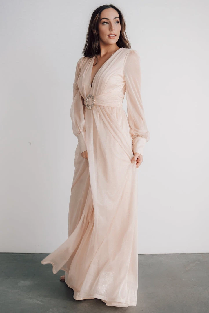 Soi Dresses Azariah Shimmer Maxi Dress | Champagne 6 Soi Dresses Azariah Shimmer Maxi Dress | Champagne