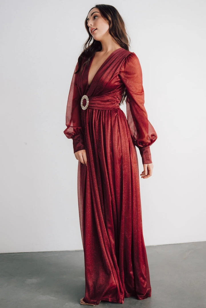 Soi Dresses Azariah Shimmer Maxi Dress | Wine 5 Soi Dresses Azariah Shimmer Maxi Dress | Wine