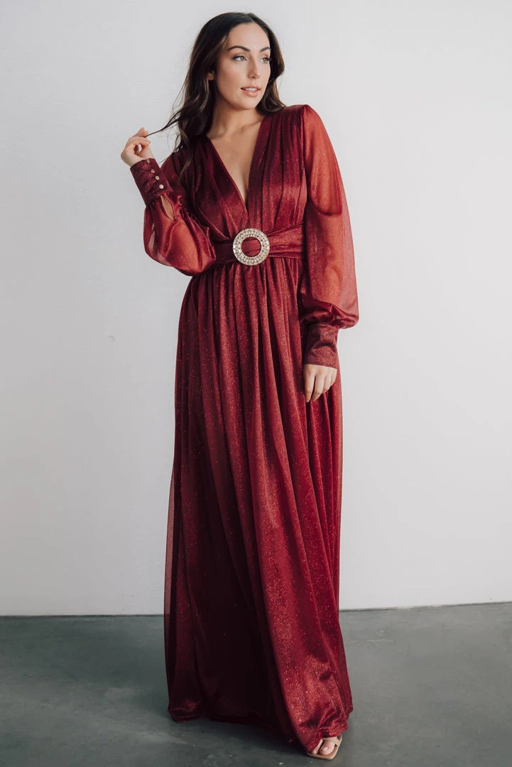 Soi Dresses Azariah Shimmer Maxi Dress | Wine 4 Soi Dresses Azariah Shimmer Maxi Dress | Wine