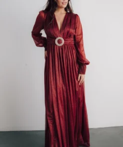 Soi Dresses Azariah Shimmer Maxi Dress | Wine