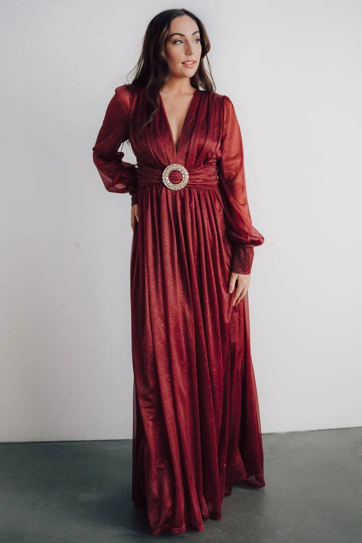 Soi Dresses Azariah Shimmer Maxi Dress | Wine 1 Soi Dresses Azariah Shimmer Maxi Dress | Wine