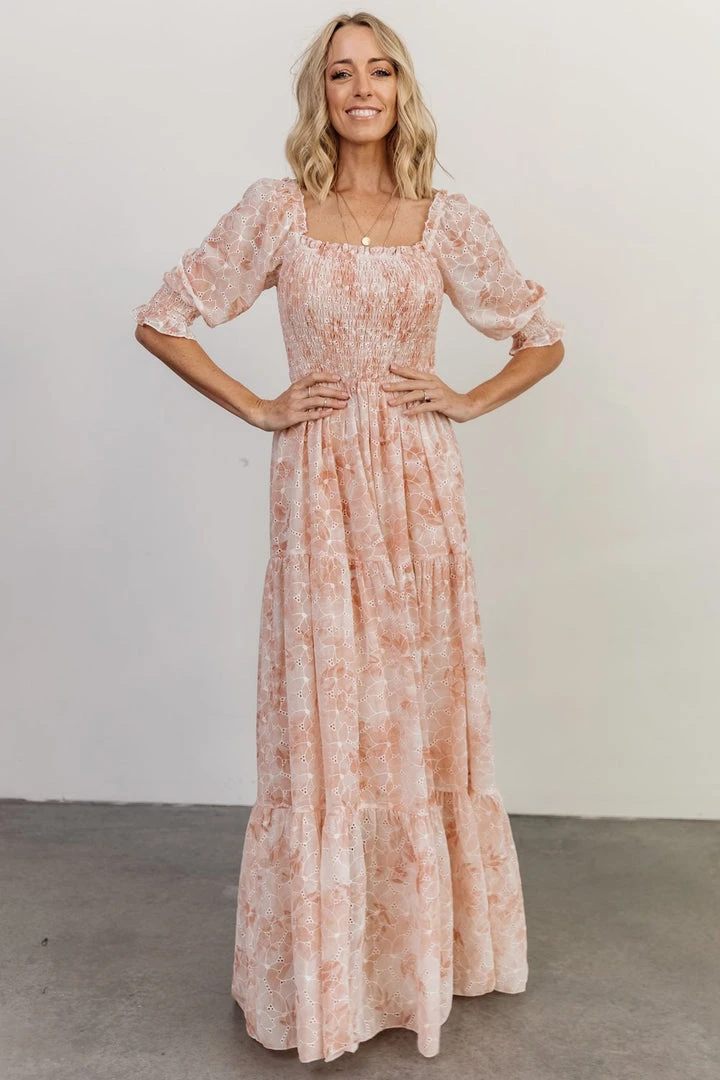 BB Custom Dresses Bailey Eyelet Maxi Dress | Apricot 1 BB Custom Dresses Bailey Eyelet Maxi Dress | Apricot