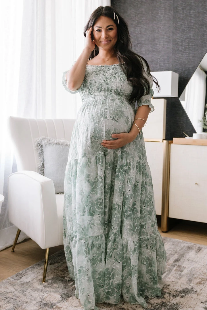 BB Custom Dresses Bailey Eyelet Maxi Dress | Sage 13 BB Custom Dresses Bailey Eyelet Maxi Dress | Sage