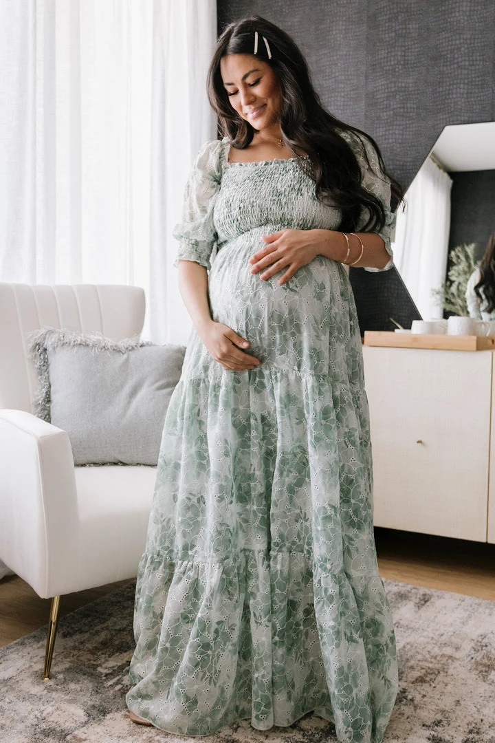 BB Custom Dresses Bailey Eyelet Maxi Dress | Sage 1 BB Custom Dresses Bailey Eyelet Maxi Dress | Sage