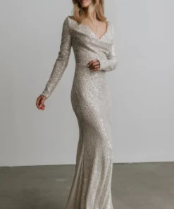 RR Charlize Cowl Neck Sequin Gown | Cream 8 RR Charlize Cowl Neck Sequin Gown | Cream