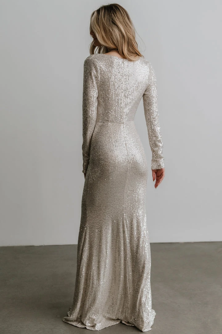 RR Charlize Cowl Neck Sequin Gown | Cream 4 RR Charlize Cowl Neck Sequin Gown | Cream