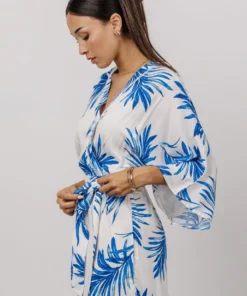 FT Banyan Kimono Romper | White + Blue Palm Print Boho 11 FT Banyan Kimono Romper | White + Blue Palm Print Boho