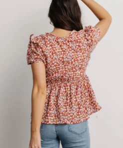 HAY Beatrix Smocked Top | Rust Floral Tops 11 HAY Beatrix Smocked Top | Rust Floral Tops