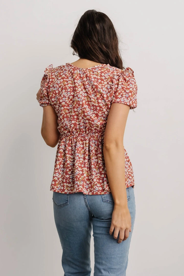 HAY Beatrix Smocked Top | Rust Floral Tops 6 HAY Beatrix Smocked Top | Rust Floral Tops