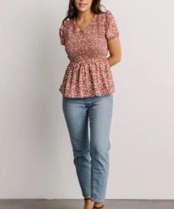 HAY Beatrix Smocked Top | Rust Floral Tops 9 HAY Beatrix Smocked Top | Rust Floral Tops