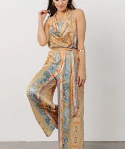 FT Beck Cowl Neckline Jumpsuit | Multi Print