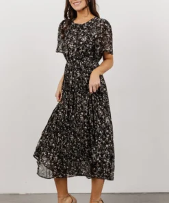 HAY Belfast Pleated Midi Dress | Black Floral Dresses 10 HAY Belfast Pleated Midi Dress | Black Floral Dresses
