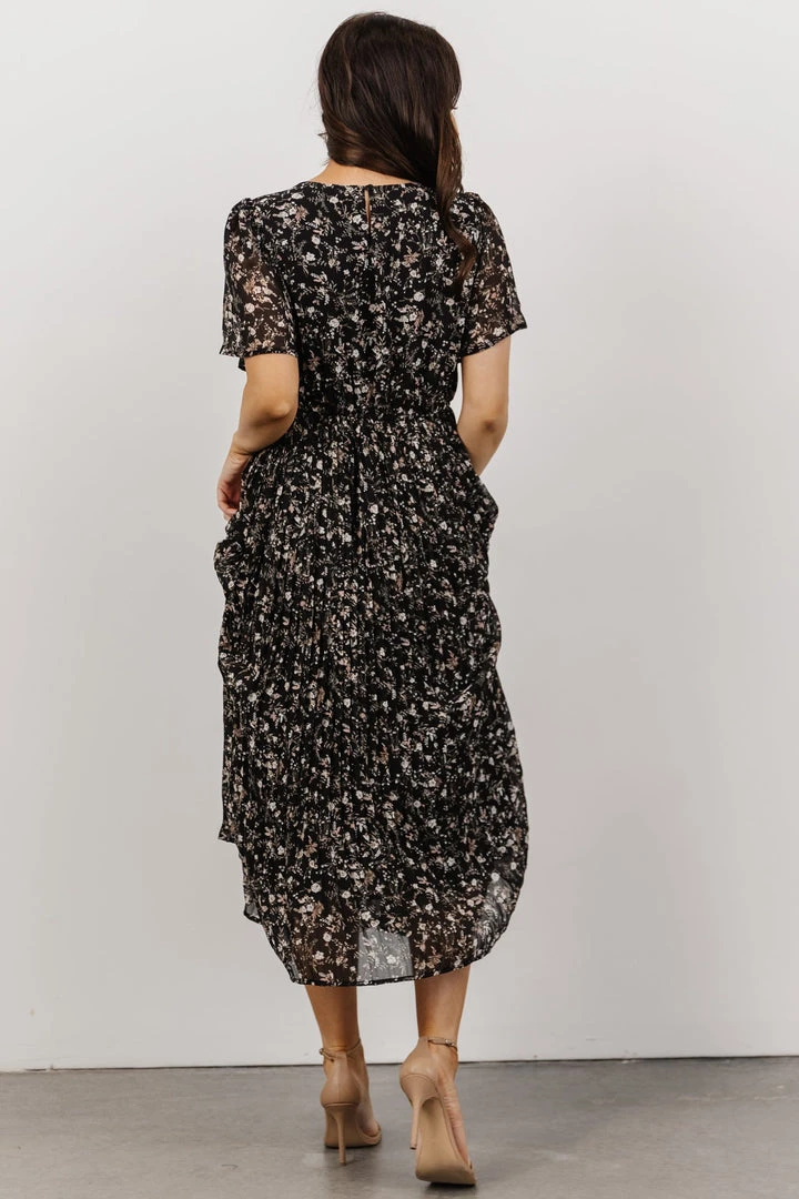 HAY Belfast Pleated Midi Dress | Black Floral Dresses 6 HAY Belfast Pleated Midi Dress | Black Floral Dresses