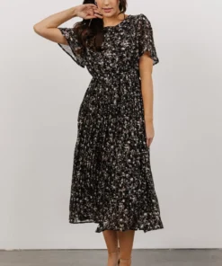 HAY Belfast Pleated Midi Dress | Black Floral Dresses 9 HAY Belfast Pleated Midi Dress | Black Floral Dresses