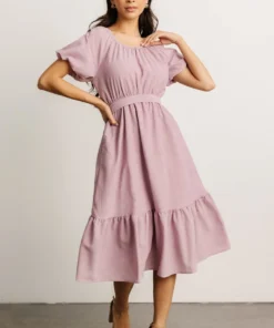 HAY Belinda Puff Sleeve Midi Dress | Lavender Dresses