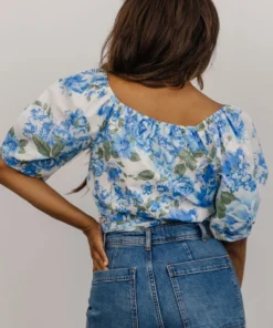 SL Tops Benz Crop Top | White + Blue Floral 10 SL Tops Benz Crop Top | White + Blue Floral