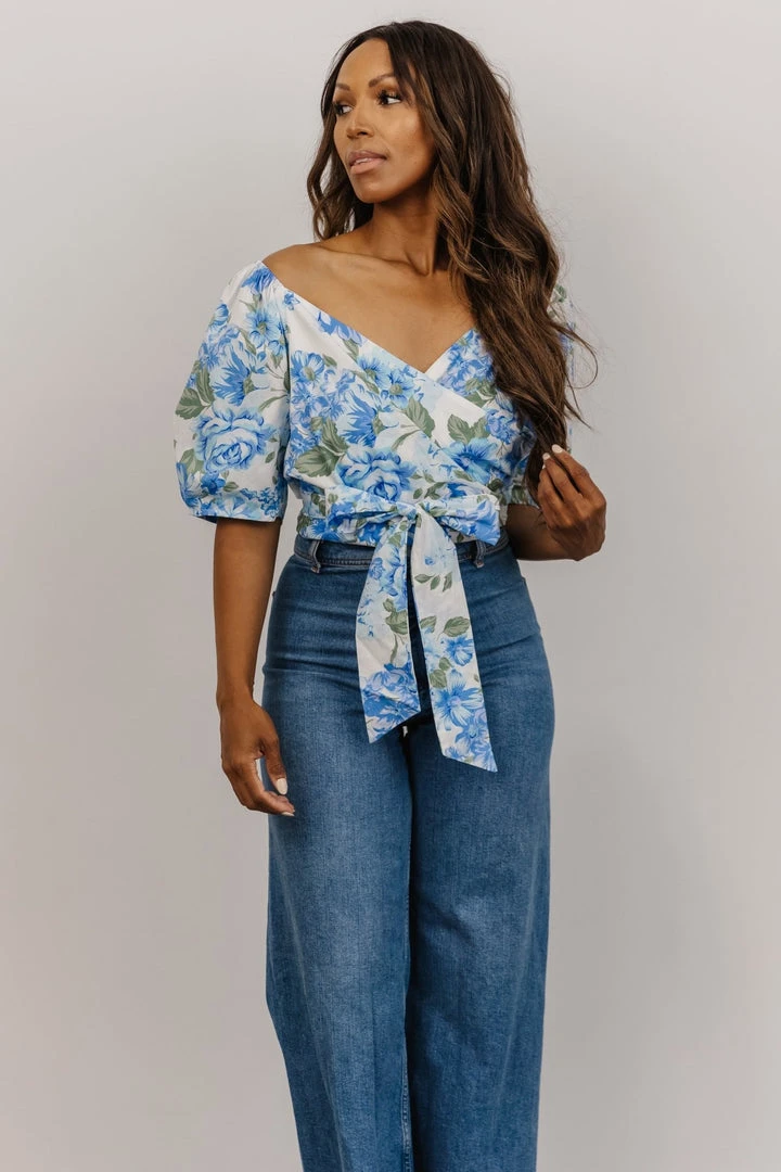 SL Tops Benz Crop Top | White + Blue Floral 6 SL Tops Benz Crop Top | White + Blue Floral