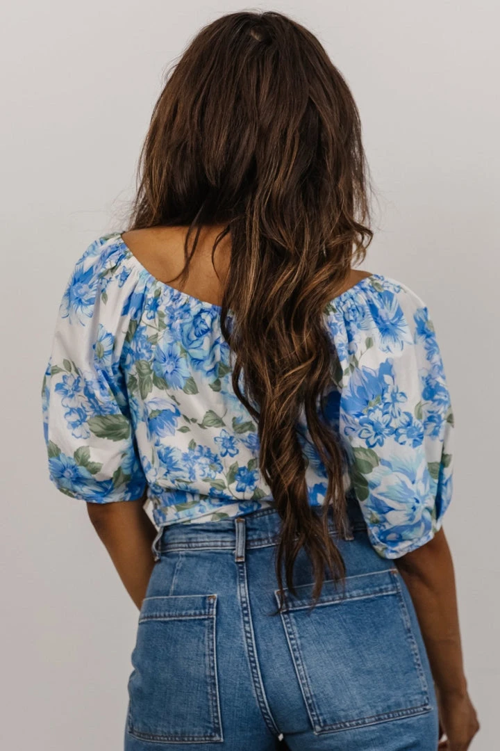SL Tops Benz Crop Top | White + Blue Floral 3 SL Tops Benz Crop Top | White + Blue Floral