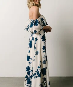 Soi Dresses Berlynn Off Shoulder Maxi Dress | Cream + Navy Floral