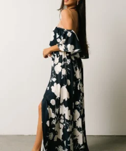 Soi Dresses Berlynn Off Shoulder Maxi Dress | Dark Blue Floral