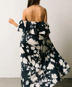 Soi Dresses Berlynn Off Shoulder Maxi Dress | Dark Blue Floral