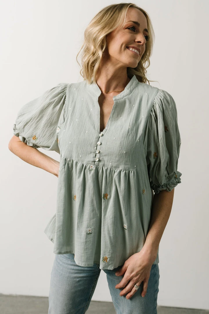 IL Bernadette Embroidery Top | Light Sage Vacation 8 IL Bernadette Embroidery Top | Light Sage Vacation