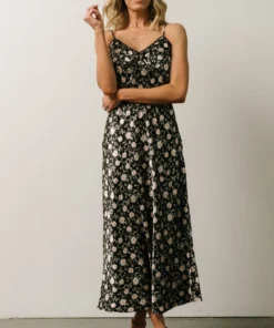 IL Bettie Bias Cut Midi Dress | Black + Cream Multi Floral 12 IL Bettie Bias Cut Midi Dress | Black + Cream Multi Floral