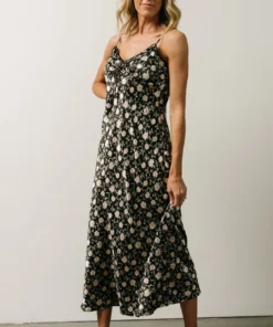 IL Bettie Bias Cut Midi Dress | Black + Cream Multi Floral 13 IL Bettie Bias Cut Midi Dress | Black + Cream Multi Floral