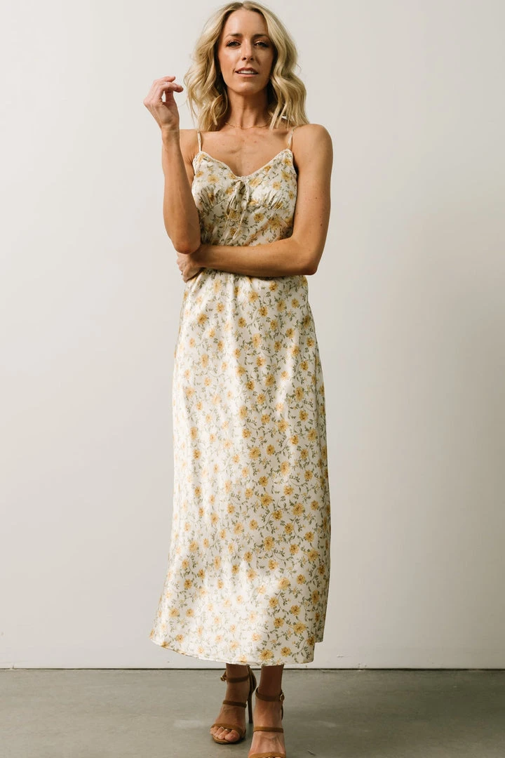 IL Bettie Bias Cut Midi Dress | Cream + Yellow Multi Floral Dresses 6 IL Bettie Bias Cut Midi Dress | Cream + Yellow Multi Floral Dresses