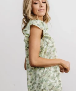 HAY Billie Top | Light Green Floral Vacation