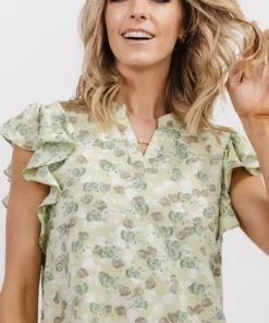 HAY Billie Top | Light Green Floral Vacation