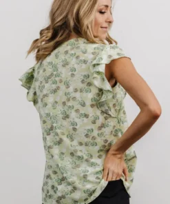 HAY Billie Top | Light Green Floral Vacation