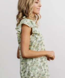 HAY Billie Top | Light Green Floral Vacation