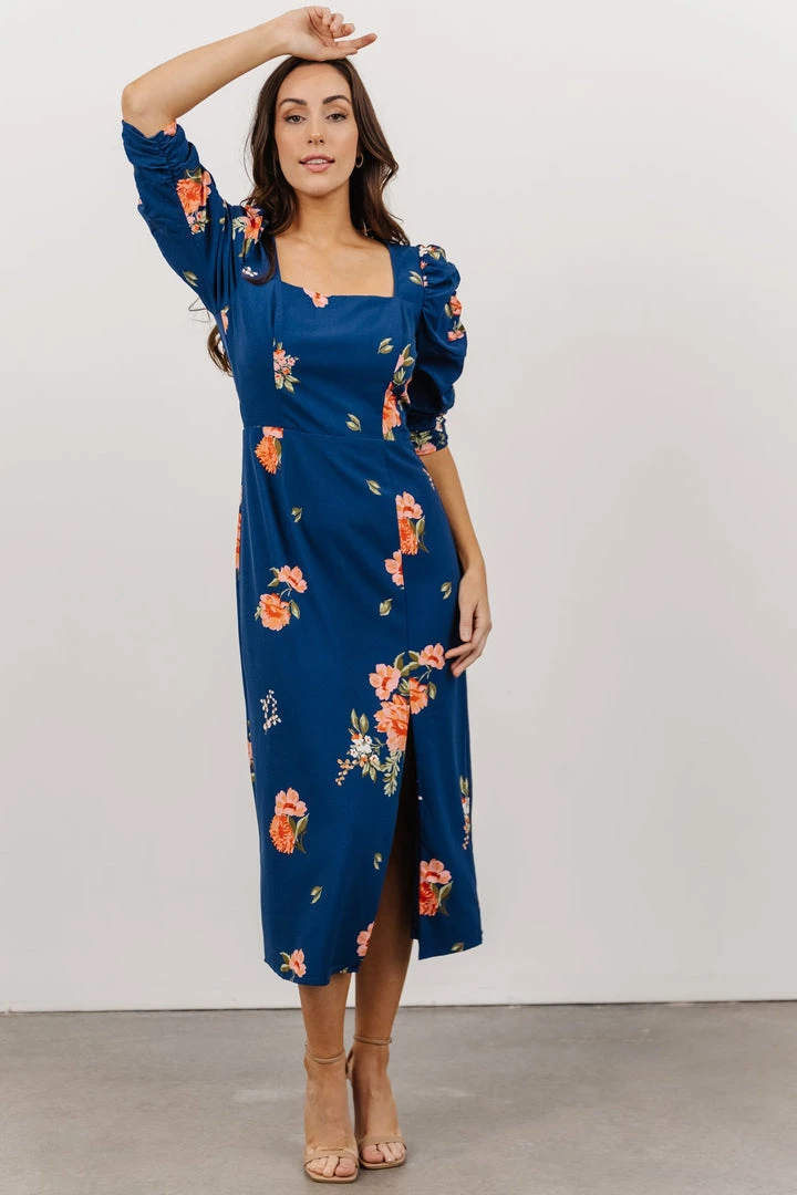 SL Biscayne Midi Dress | Dark Blue Floral 2 SL Biscayne Midi Dress | Dark Blue Floral