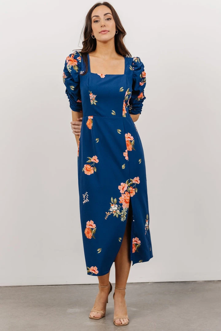 SL Biscayne Midi Dress | Dark Blue Floral 1 SL Biscayne Midi Dress | Dark Blue Floral