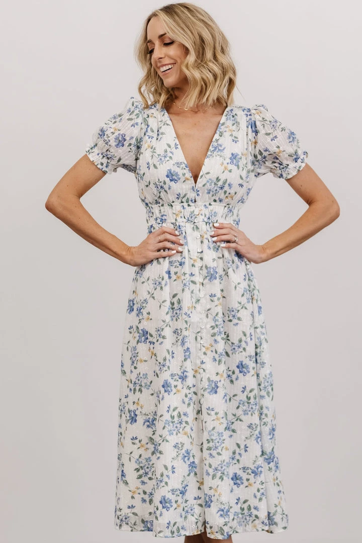 IBS Blakely Eyelet Midi Dress | Blue + White Floral Dresses 5 IBS Blakely Eyelet Midi Dress | Blue + White Floral Dresses