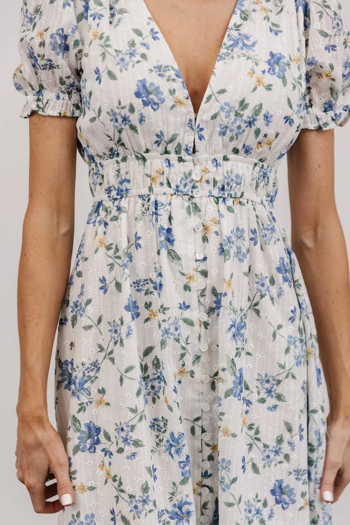 IBS Blakely Eyelet Midi Dress | Blue + White Floral Dresses 2 IBS Blakely Eyelet Midi Dress | Blue + White Floral Dresses