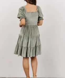 BB Custom Bliss Smocked Velvet Short Dress | Dusty Sage 11 BB Custom Bliss Smocked Velvet Short Dress | Dusty Sage