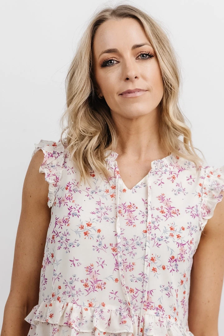 HAY Blossom Ruffle Top | Ivory Multi Floral Vacation 2 HAY Blossom Ruffle Top | Ivory Multi Floral Vacation