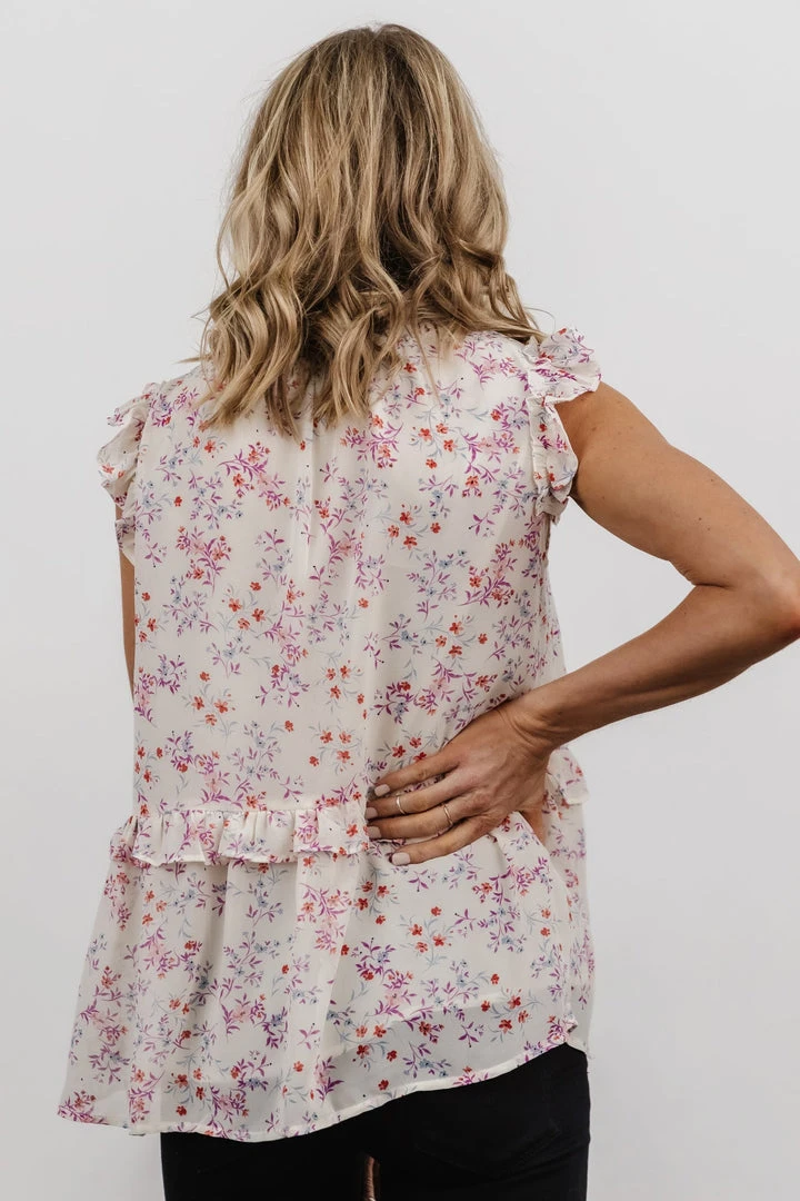 HAY Blossom Ruffle Top | Ivory Multi Floral Vacation 4 HAY Blossom Ruffle Top | Ivory Multi Floral Vacation